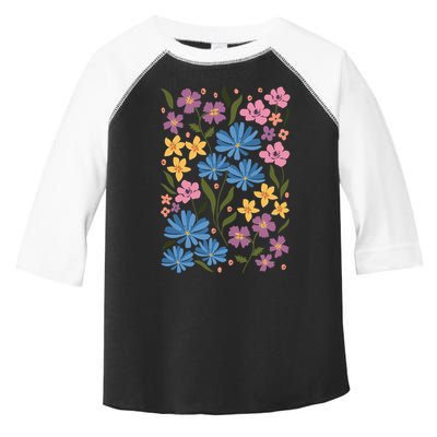 Cute Boho Wildflower Floral Pattern Toddler Fine Jersey T-Shirt