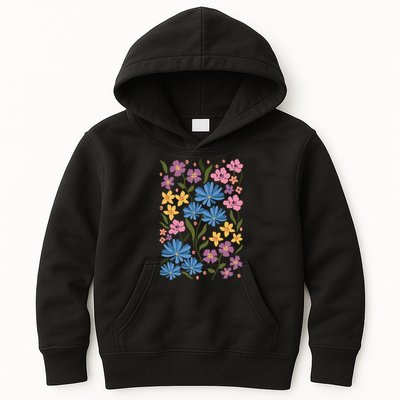 Cute Boho Wildflower Floral Pattern Kids Hoodie