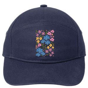 Cute Boho Wildflower Floral Pattern 7-Panel Snapback Hat