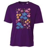 Cute Boho Wildflower Floral Pattern Cooling Performance Crew T-Shirt