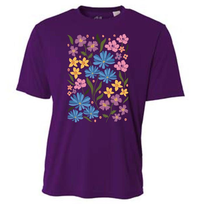 Cute Boho Wildflower Floral Pattern Cooling Performance Crew T-Shirt