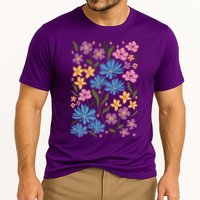 Cute Boho Wildflower Floral Pattern Cooling Performance Crew T-Shirt