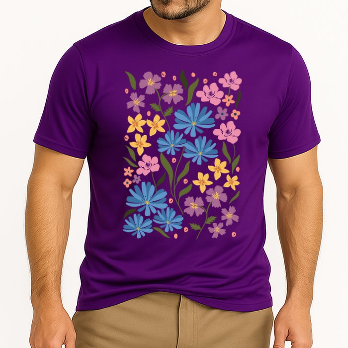 Cute Boho Wildflower Floral Pattern Cooling Performance Crew T-Shirt