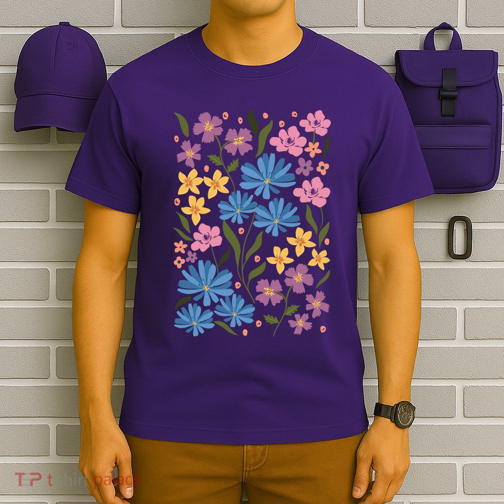 Cute Boho Wildflower Floral Pattern T-Shirt