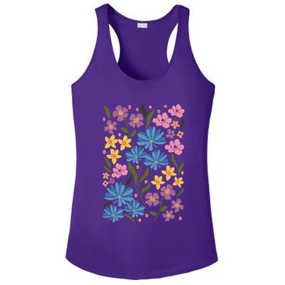Cute Boho Wildflower Floral Pattern Ladies PosiCharge Competitor Racerback Tank