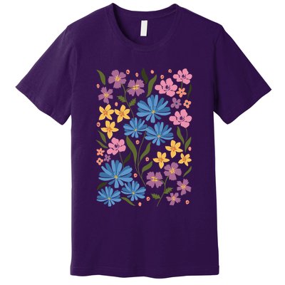 Cute Boho Wildflower Floral Pattern Premium T-Shirt