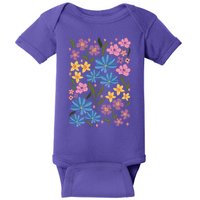 Cute Boho Wildflower Floral Pattern Baby Bodysuit