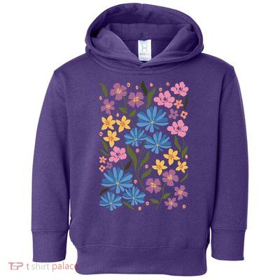 Cute Boho Wildflower Floral Pattern Toddler Hoodie