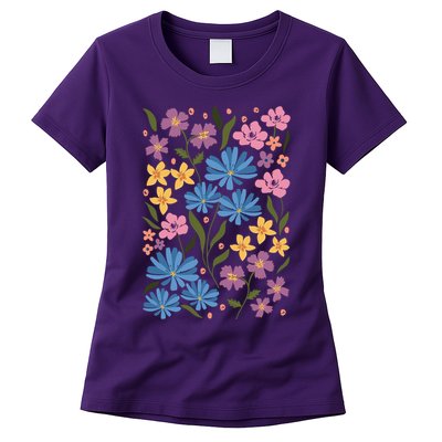 Cute Boho Wildflower Floral Pattern Womens T-Shirt