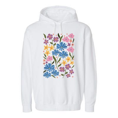 Cute Boho Wildflower Floral Pattern Garment-Dyed Fleece Hoodie