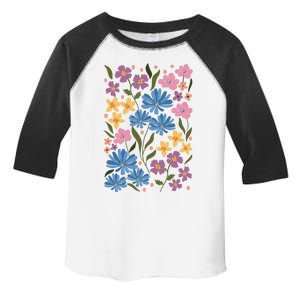 Cute Boho Wildflower Floral Pattern Toddler Fine Jersey T-Shirt