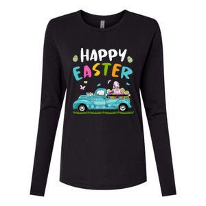 Cute Bedlington With Bunny Ears Egg Hunting Truck Easter Womens Cotton Relaxed Long Sleeve T-Shirt