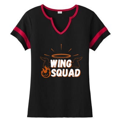 Chicken Bbq Wings Squad Family Party Wing Lovers Ladies Halftime Notch Neck Tee