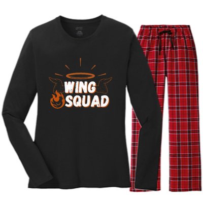 Chicken Bbq Wings Squad Family Party Wing Lovers Women's Long Sleeve Flannel Pajama Set 