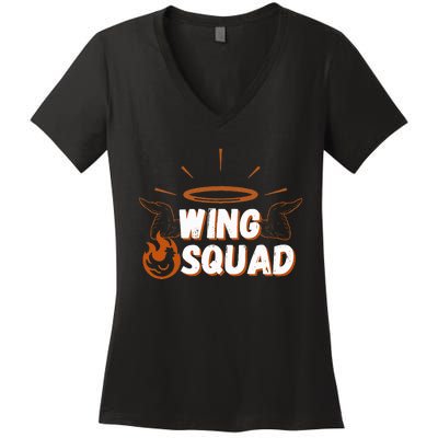 Chicken Bbq Wings Squad Family Party Wing Lovers Women's V-Neck T-Shirt