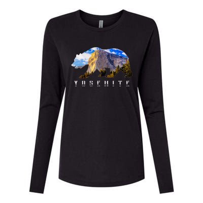 California Bear With Yosemite National Park Image Souvenir Womens Cotton Relaxed Long Sleeve T-Shirt