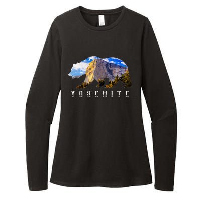 California Bear With Yosemite National Park Image Souvenir Womens CVC Long Sleeve Shirt