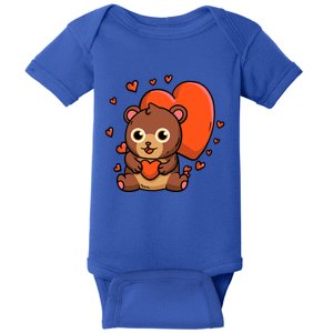 Cute Bear With Hearts Bear Lovers Valentine's Day Gift Baby Bodysuit