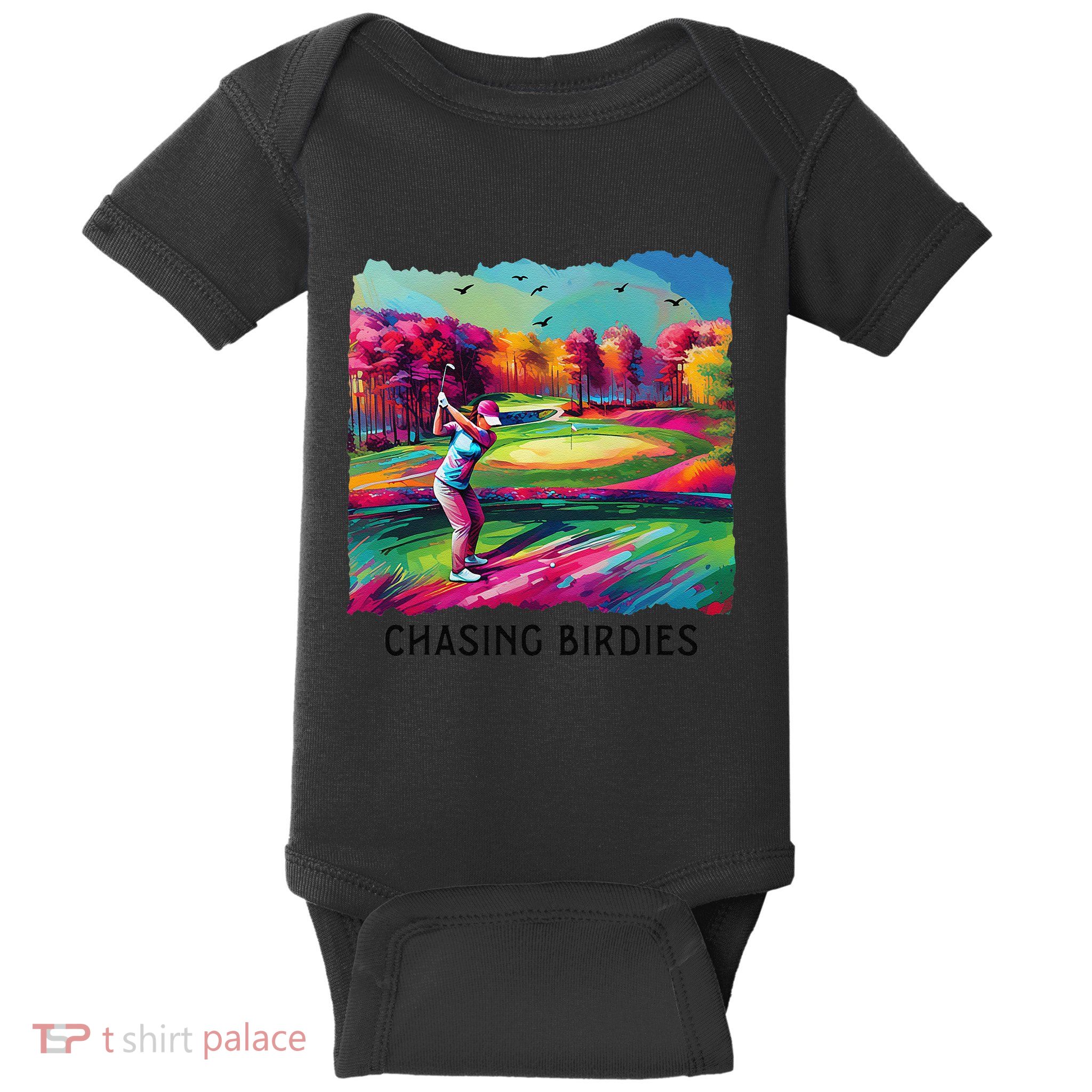 Chasing Birdies Women Golfer Golfing Baby Bodysuit