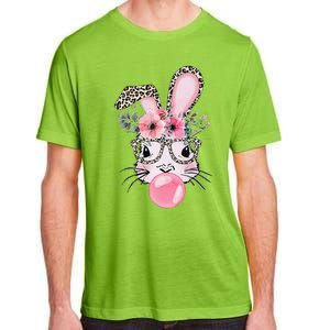 Cute Bunny With Leopard Glasses Bubblegum Easter Day Adult ChromaSoft Performance T-Shirt