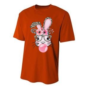 Cute Bunny With Leopard Glasses Bubblegum Easter Day Performance Sprint T-Shirt