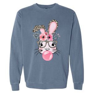 Cute Bunny With Leopard Glasses Bubblegum Easter Day Garment-Dyed Sweatshirt