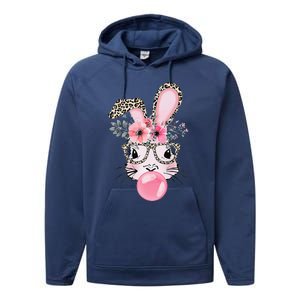 Cute Bunny With Leopard Glasses Bubblegum Easter Day Performance Fleece Hoodie