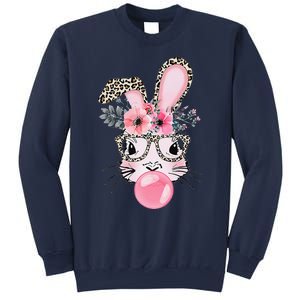 Cute Bunny With Leopard Glasses Bubblegum Easter Day Sweatshirt