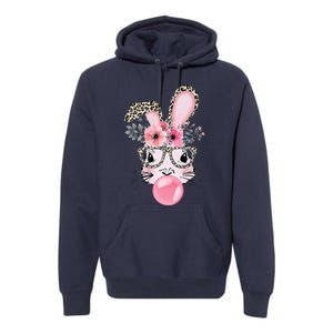 Cute Bunny With Leopard Glasses Bubblegum Easter Day Premium Hoodie