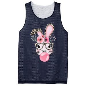 Cute Bunny With Leopard Glasses Bubblegum Easter Day Mesh Reversible Basketball Jersey Tank