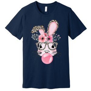 Cute Bunny With Leopard Glasses Bubblegum Easter Day Premium T-Shirt