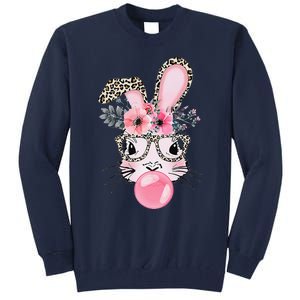 Cute Bunny With Leopard Glasses Bubblegum Easter Day Tall Sweatshirt