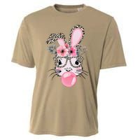 Cute Bunny With Leopard Glasses Bubblegum Easter Day Cooling Performance Crew T-Shirt