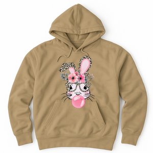 Cute Bunny With Leopard Glasses Bubblegum Easter Day Hoodie