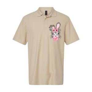 Cute Bunny With Leopard Glasses Bubblegum Easter Day Softstyle Adult Sport Polo