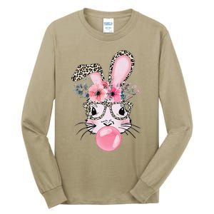 Cute Bunny With Leopard Glasses Bubblegum Easter Day Tall Long Sleeve T-Shirt