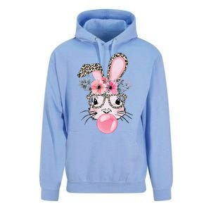 Cute Bunny With Leopard Glasses Bubblegum Easter Day Unisex Surf Hoodie