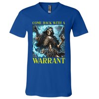 Come Back With A Warrant Cringe Skeleton V-Neck T-Shirt