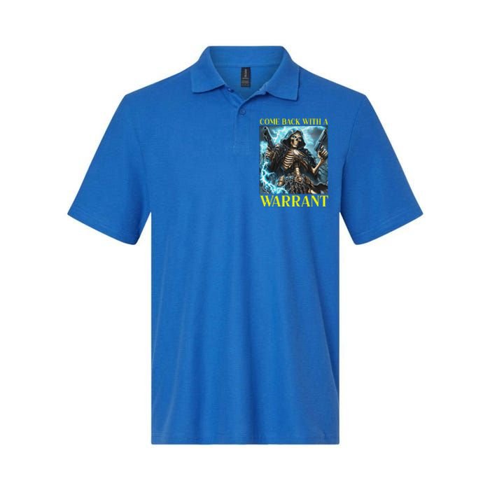 Come Back With A Warrant Cringe Skeleton Softstyle Adult Sport Polo