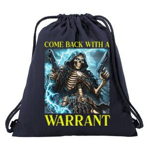 Come Back With A Warrant Cringe Skeleton Drawstring Bag