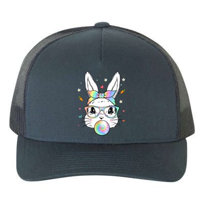 Cute Bunny With Tie Dye Glasses Bubblegum Easter Day Yupoong Adult 5-Panel Trucker Hat