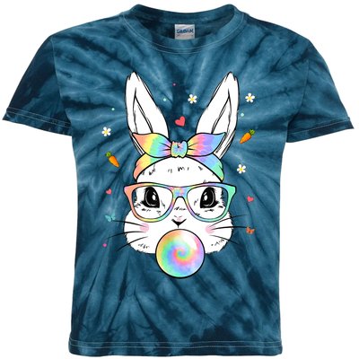 Cute Bunny With Tie Dye Glasses Bubblegum Easter Day Kids Tie-Dye T-Shirt