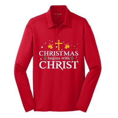 Christmas Begins With Christ Silk Touch Performance Long Sleeve Polo