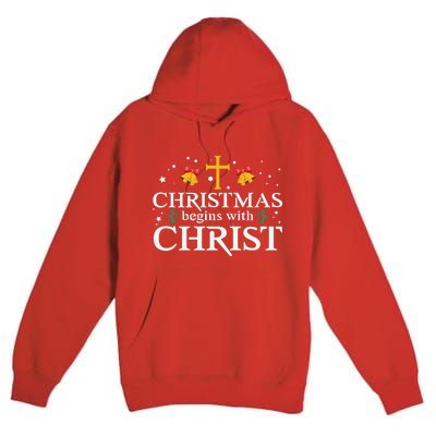 Christmas Begins With Christ Premium Pullover Hoodie