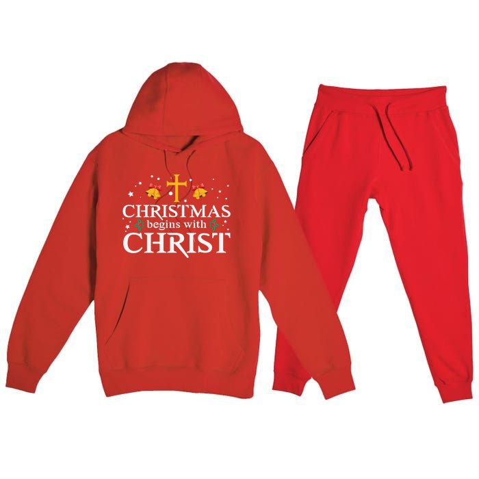 Christmas Begins With Christ Premium Hooded Sweatsuit Set