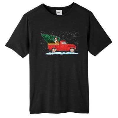 Cute Bulldog With Vintage Red Pickup Truck Christmas Tree Cool Gift Tall Fusion ChromaSoft Performance T-Shirt