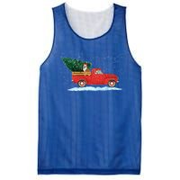 Cute Bulldog With Vintage Red Pickup Truck Christmas Tree Cool Gift Mesh Reversible Basketball Jersey Tank