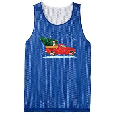 Cute Bulldog With Vintage Red Pickup Truck Christmas Tree Cool Gift Mesh Reversible Basketball Jersey Tank