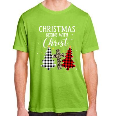 Christmas Begins With Christ Jesus Cross Christian Sweater Great Gift Adult ChromaSoft Performance T-Shirt