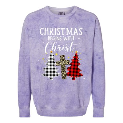 Christmas Begins With Christ Jesus Cross Christian Sweater Great Gift Colorblast Crewneck Sweatshirt